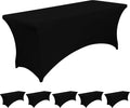 6FT Black Fitted Tablecloths for Rectangle Tables - Pack of 6
