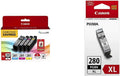 PGI-280XL PGBK + CLI-281CMY Ink and 50-Sheet Photo Paper Bundle