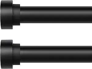 Black Curtain Rods for Windows 72 to 144 Inch Heavy Duty Set