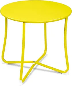 Metal Patio Side Table for Outdoor and Indoor Use, Yellow