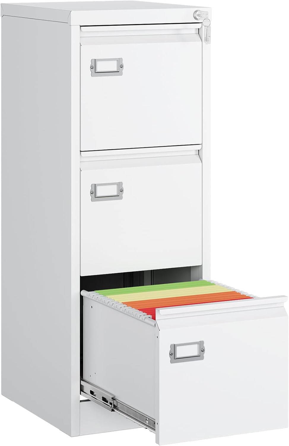 MIIIKO 3 Drawer File Cabinet for Secure Home Office Storage