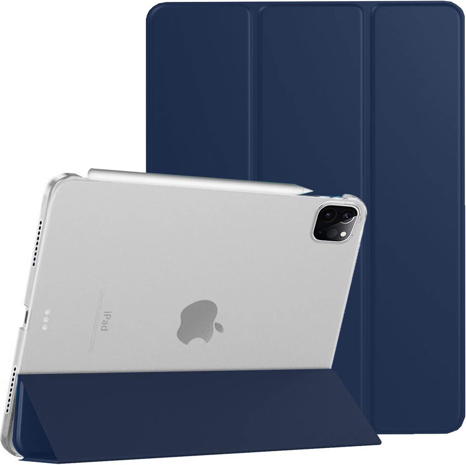 DuraSafe iPad Pro 12.9 Case - Trifold Hard PC Cover in Navy Blue