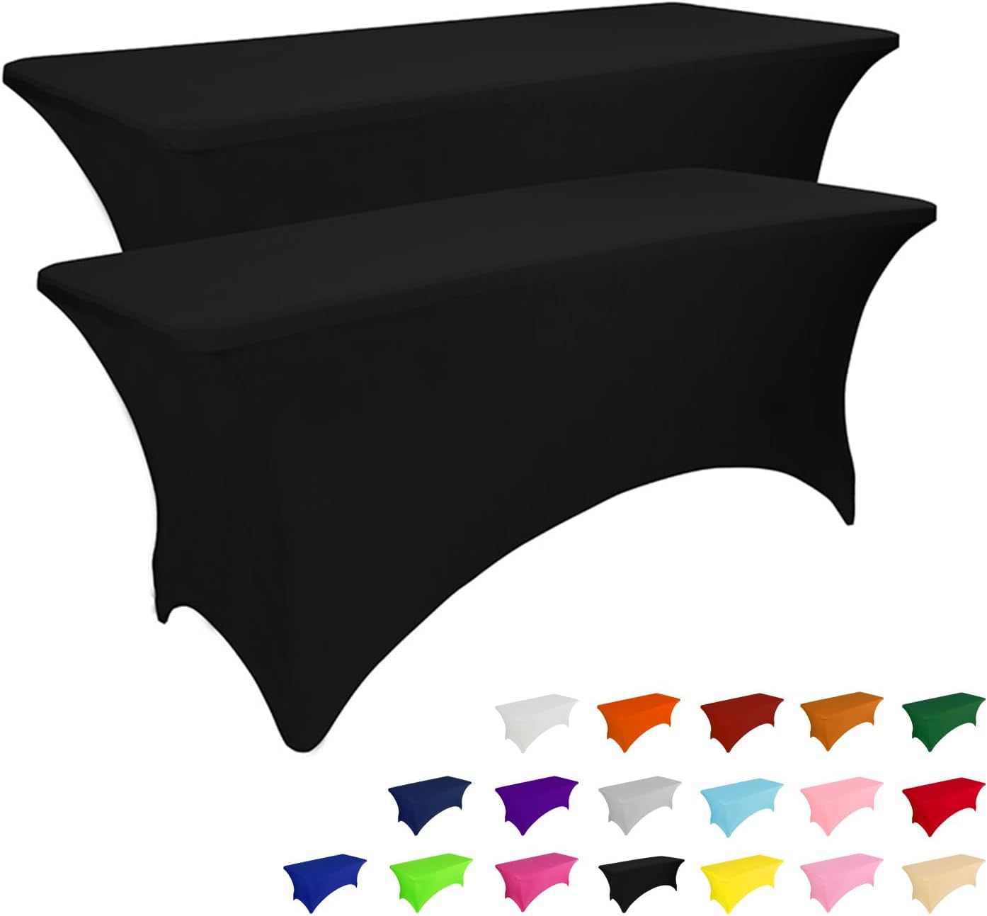 4FT Stretch Black Table Covers - Washable Spandex Set