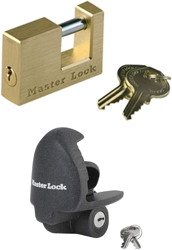 Master Lock 605DAT Shackle Lock and 379ATPY Trailer Hitch Lock