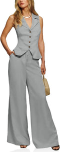 Cicy Bell Womens Vest Sets Summer 2 Piece Outfits - Polished Workwear