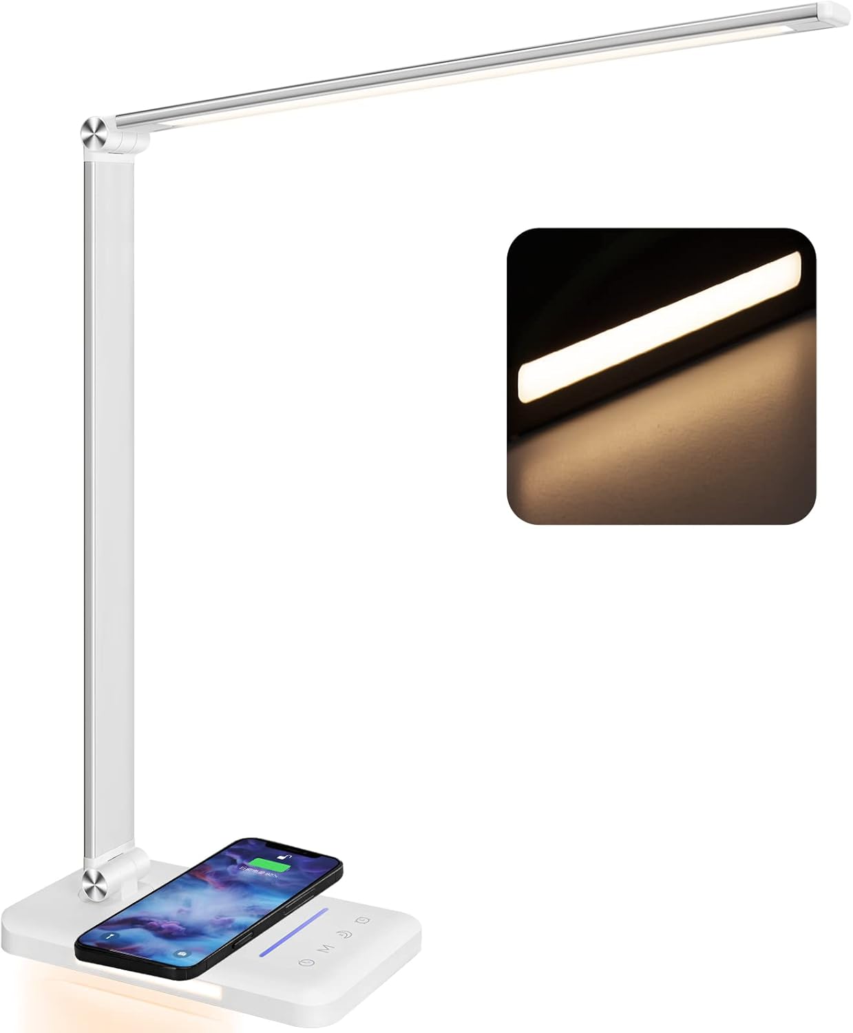 LED Desk Lamp with Night Light and Fast Wireless Charger