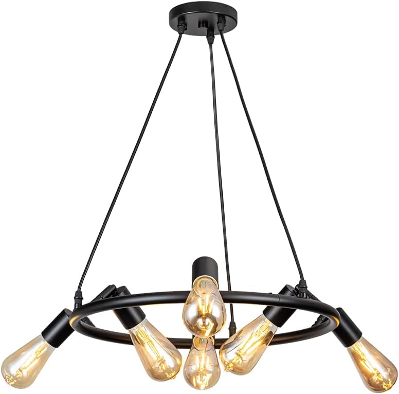 6-Light Wagon Wheel Farmhouse Chandelier for Modern Spaces