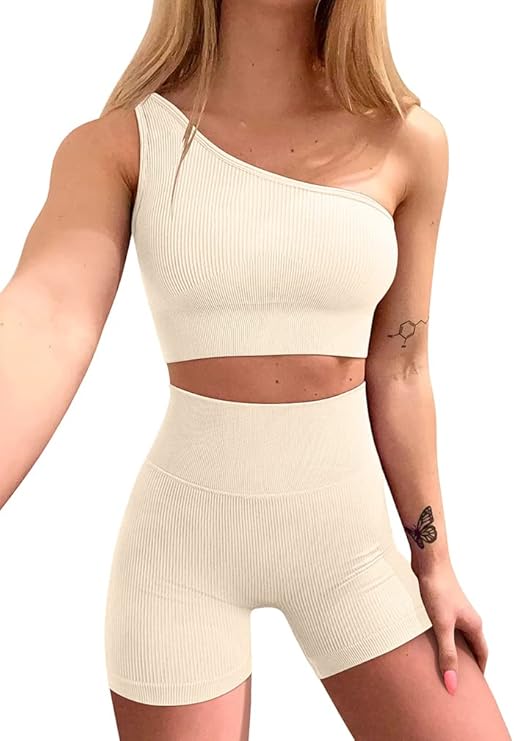 OQQ Workout Outfits for Women: Stylish Ribbed Exercise Set