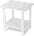 2 Tier Outdoor Side Table with Wood-Like Grain - Weather Resistant