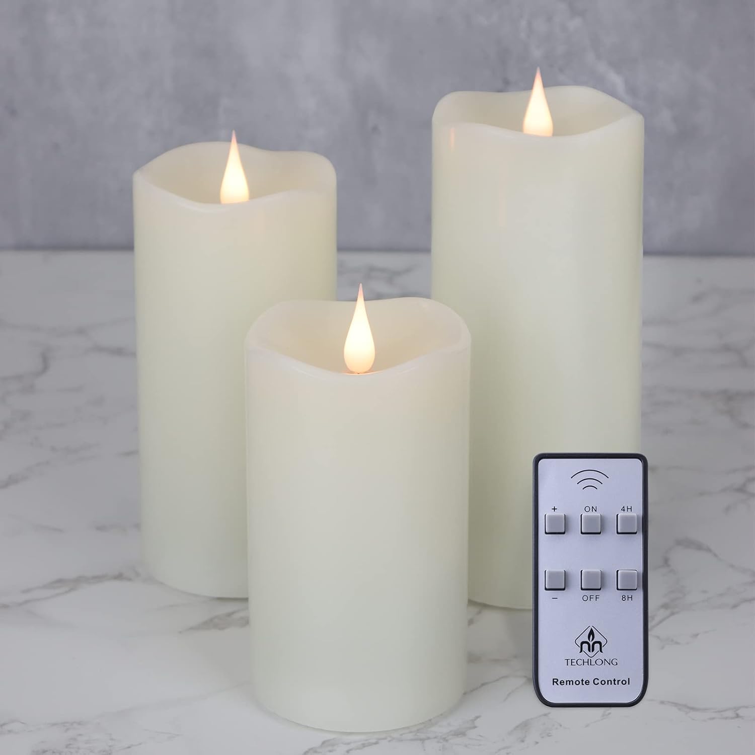 Flickering Flameless Candles with 3D Moving Flame Set of 3