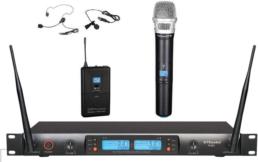 GTD Audio 2x100 UHF Wireless Microphone System for Karaoke