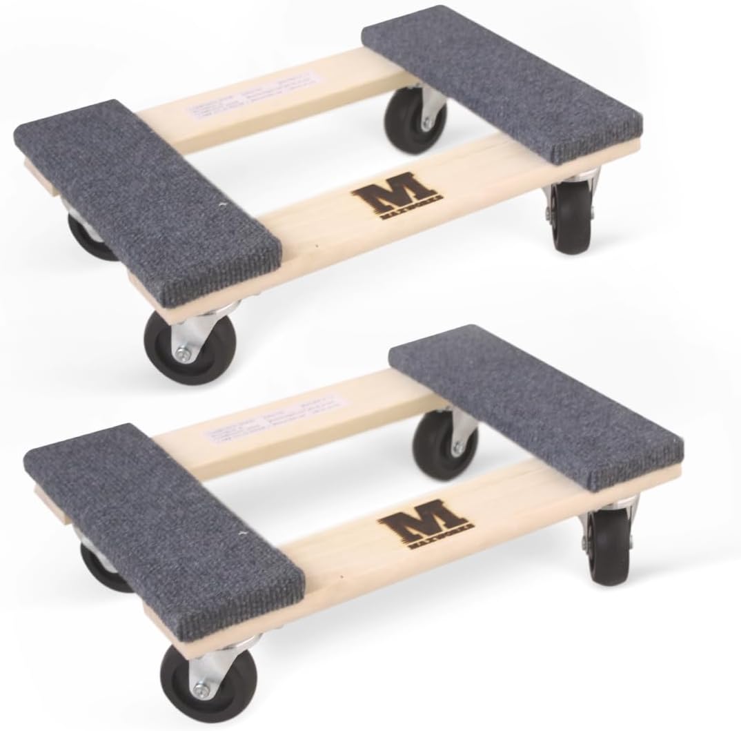 MaxWorks Hardwood Furniture Moving Dolly for Easy Transport