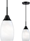 Mini Glass Pendant Light Handblown White Oval Swirl - Adjustable