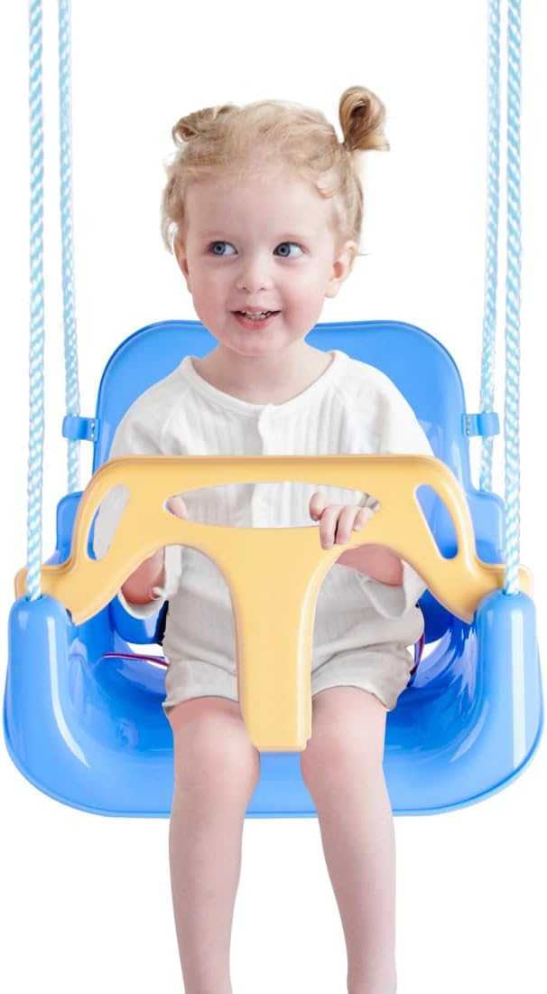 3-in-1 Secure Toddler Swing Set (Macaron Blue)