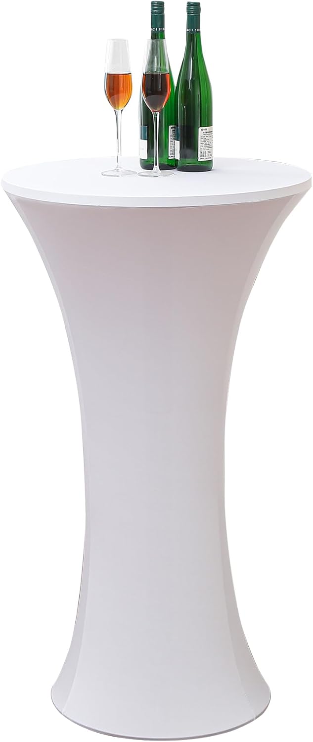 FANTELOO White Spandex Cocktail Table Cover - Perfect for Parties!