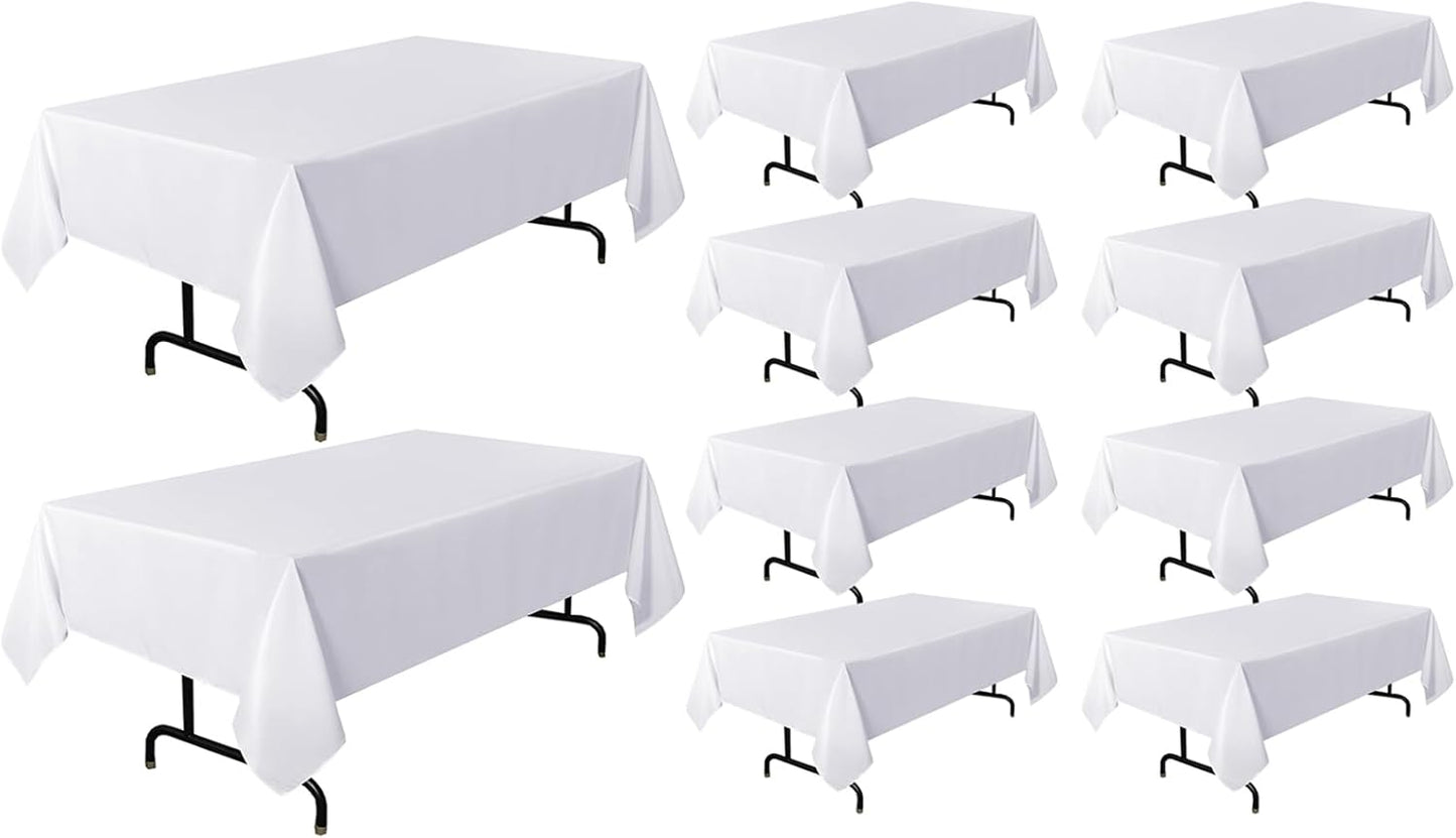 Sancua 10 Pack White Tablecloths for 6 Feet Tables