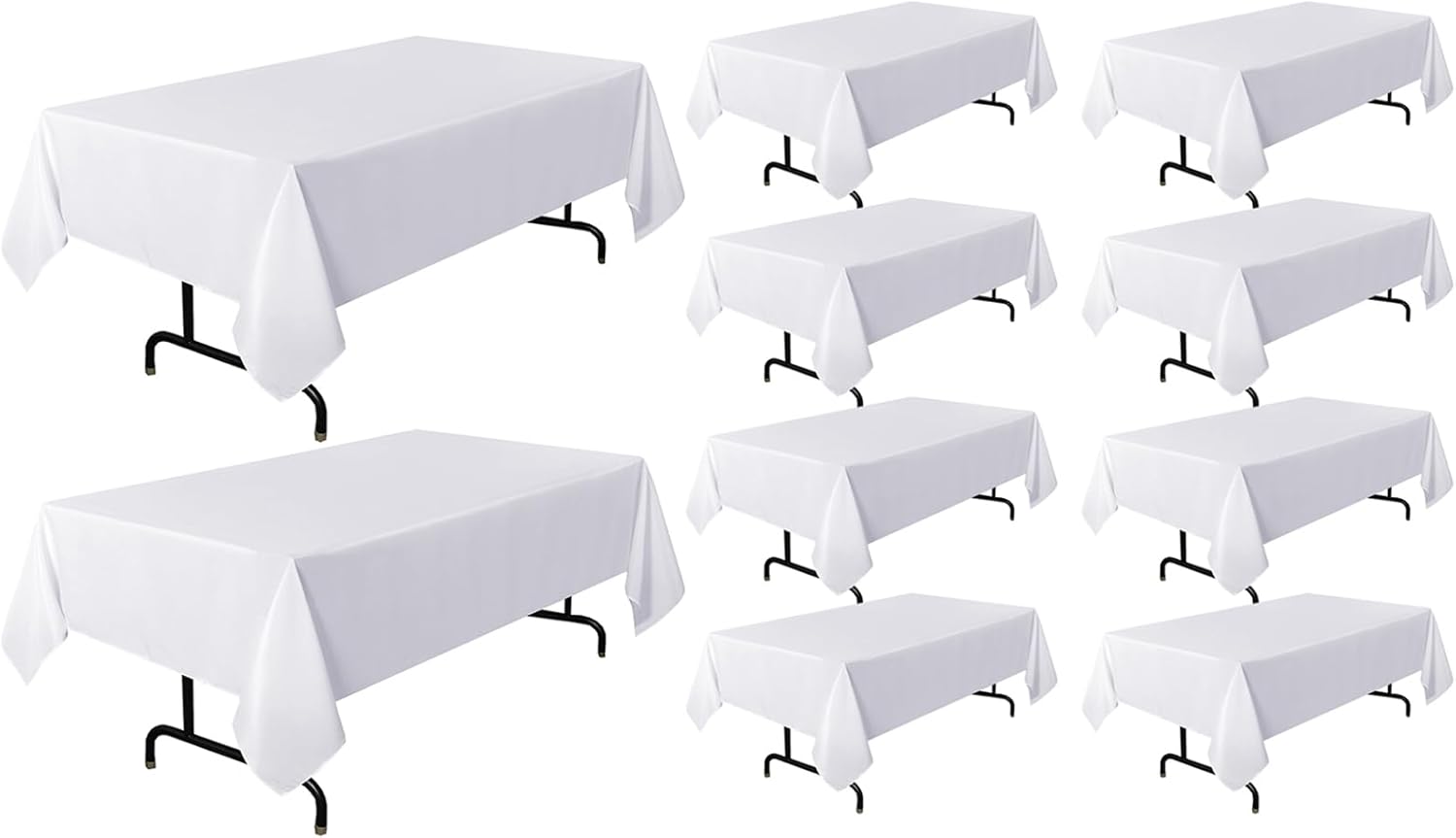 Sancua 10 Pack White Tablecloths for 6 Feet Tables