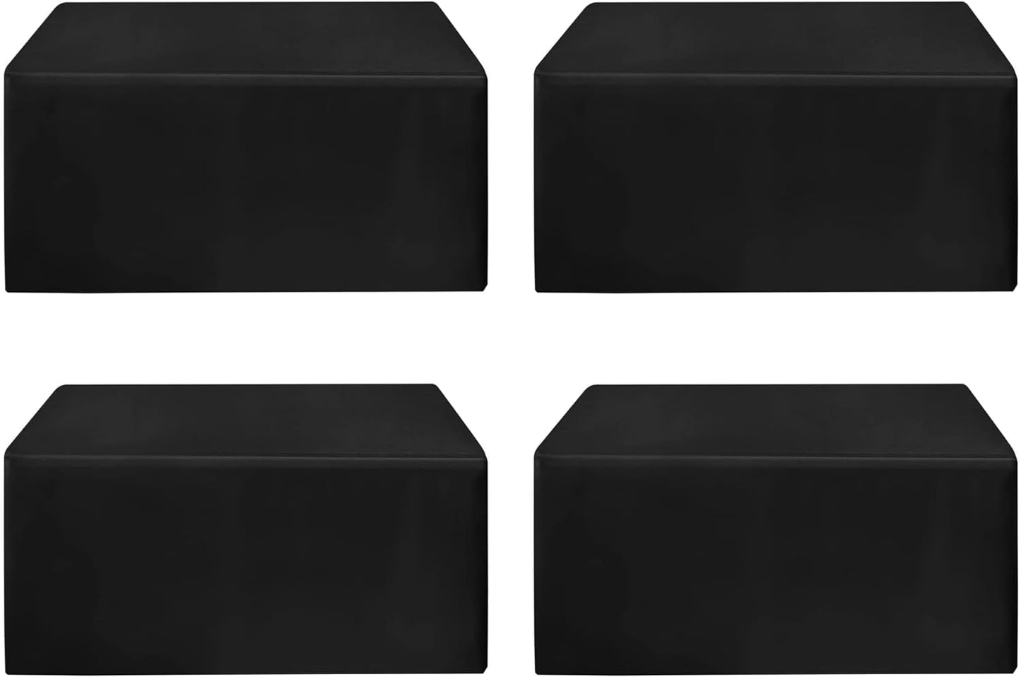Fitted Black Tablecloths for 6 Foot Tables - 4 Pack Rectangle