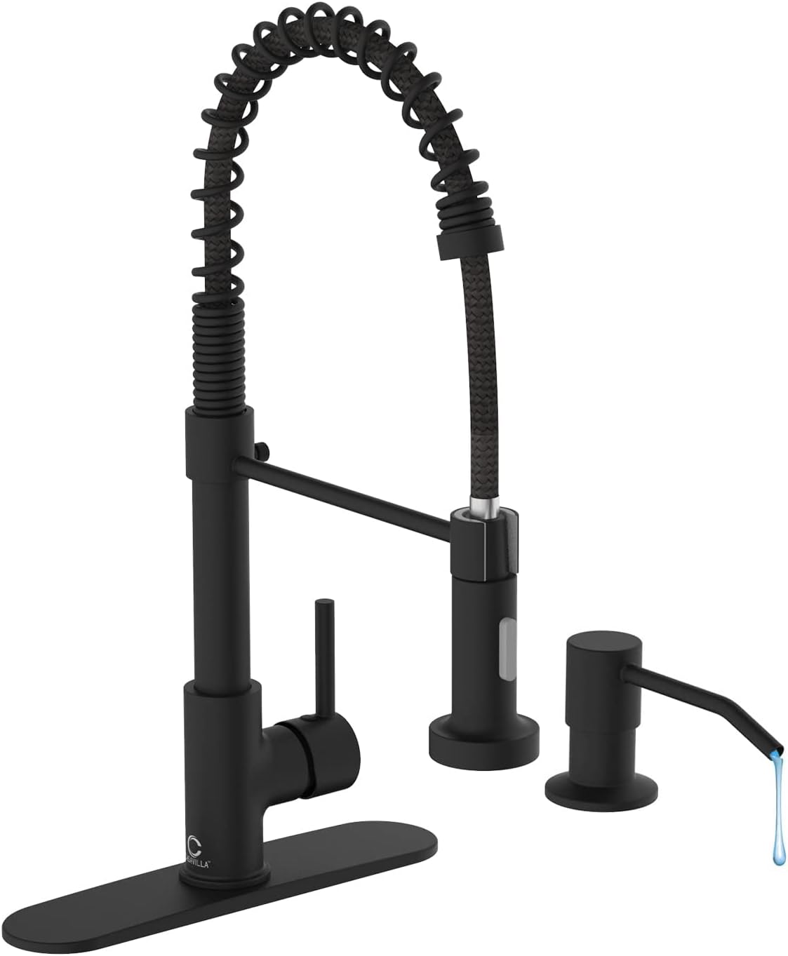 Black Kitchen Sink Faucets with Pull Down Sprayer and Soap Dispenser