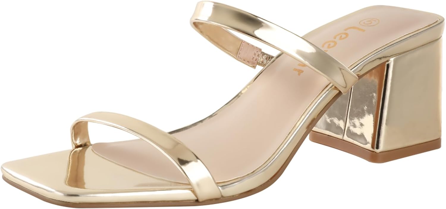 Square Toe Heeled Sandals for Women - Stylish Low Block Heels