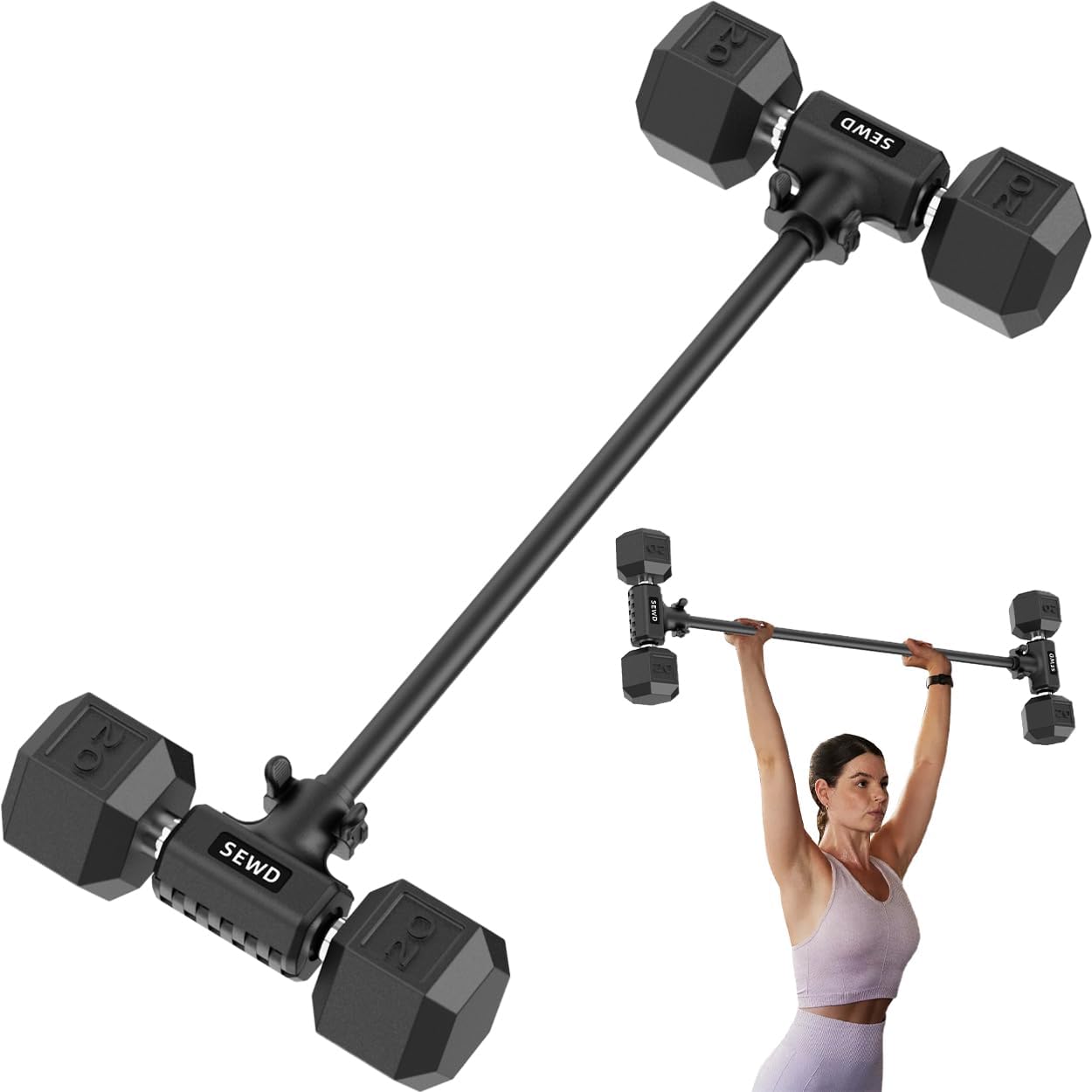 Dumbbell Converter for Barbell Set by SEWD - Adjustable Weights