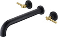 SUMERAIN Wall Mount Bathtub Faucet Set Long Spout - High Flow Black