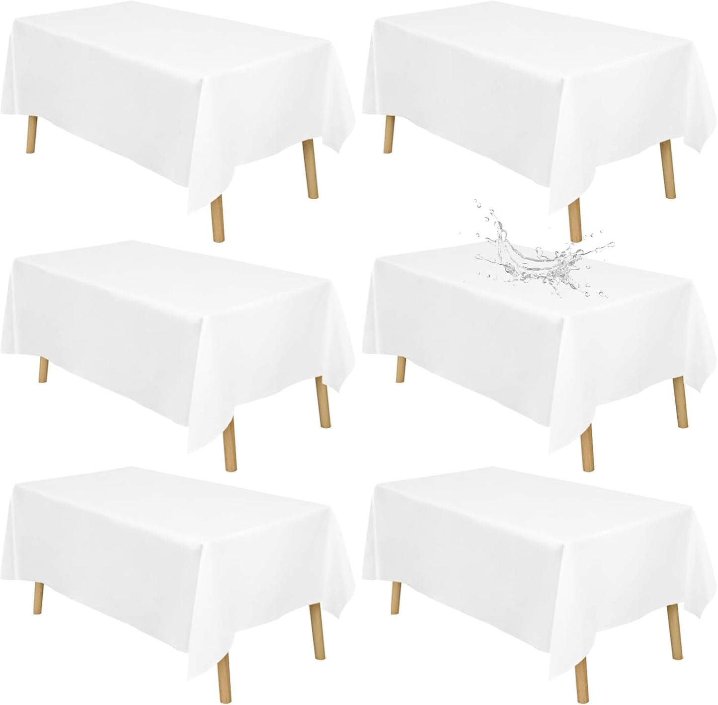 Fixwal 6pcs White Table Cover Rectangle 8ft for Any Occasion