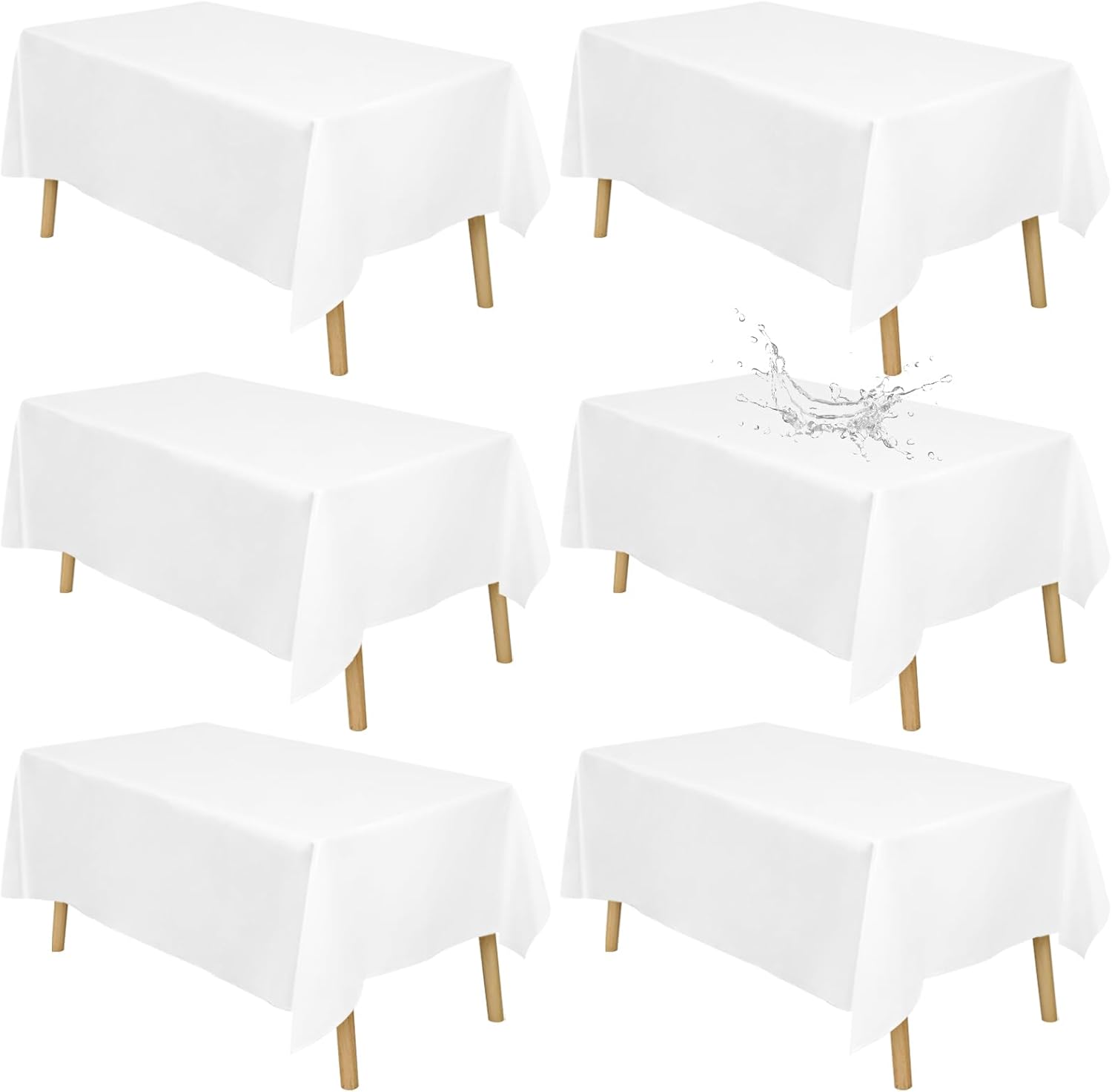 Fixwal 6pcs White Table Cover Rectangle 8ft for Any Occasion