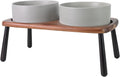 Stylish Dog Bowl Set with Acacia Stand for Pets' Dining Comfort