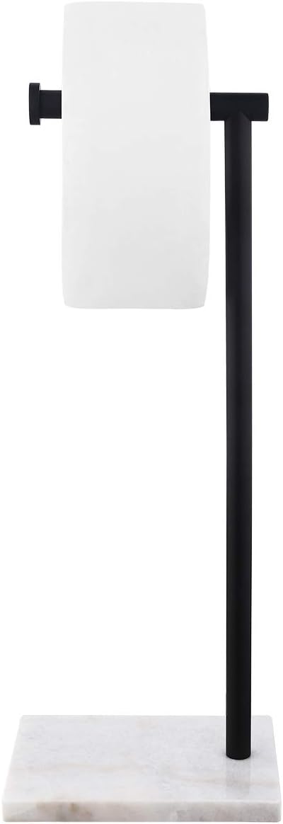 KES Black Toilet Paper Holder Stand with Marble Base for Bathroom