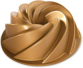 Nordic Ware Heritage Bundt Pan, One, Gold - Elegant Swirl Design