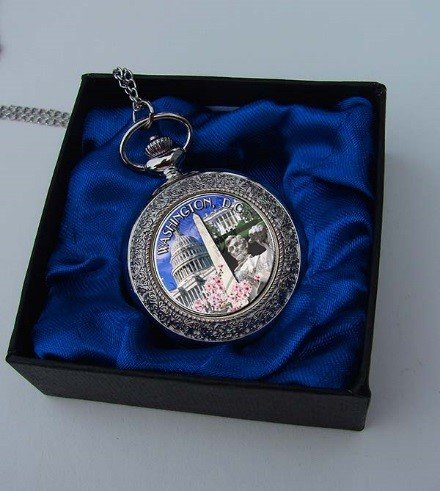 JFK Half Dollar Coin Tribute Pocket Watch with Chain for Style
