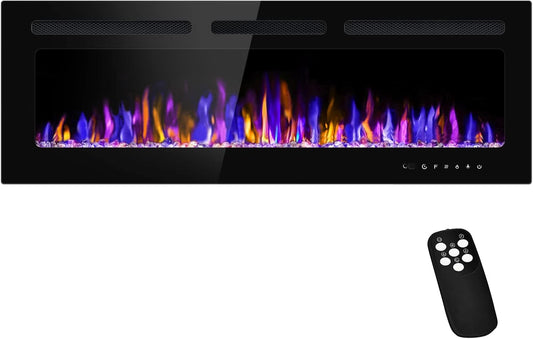 50in Electric Fireplace Wall Mounted with Remote Control Features