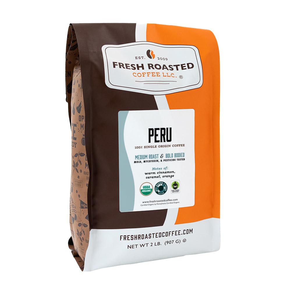 Fresh Roasted Coffee USDA Organic Peru Whole Bean 2 lb Delight