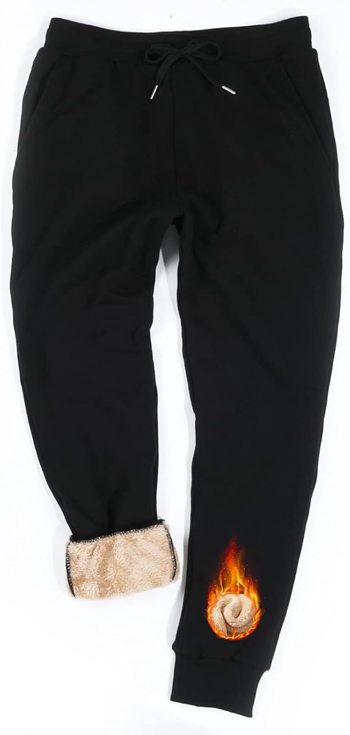 Inno Men's Sherpa Fleece Lined Jogger Pants for Winter Comfort