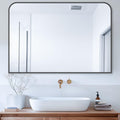 Bathroom Mirror Black Metal Framed Wall-Mounted Mirror 40x30 in