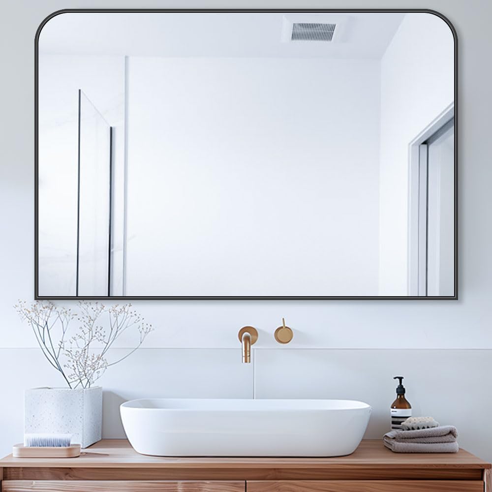 Stylish Black Metal Framed Bathroom Mirror for Any Space