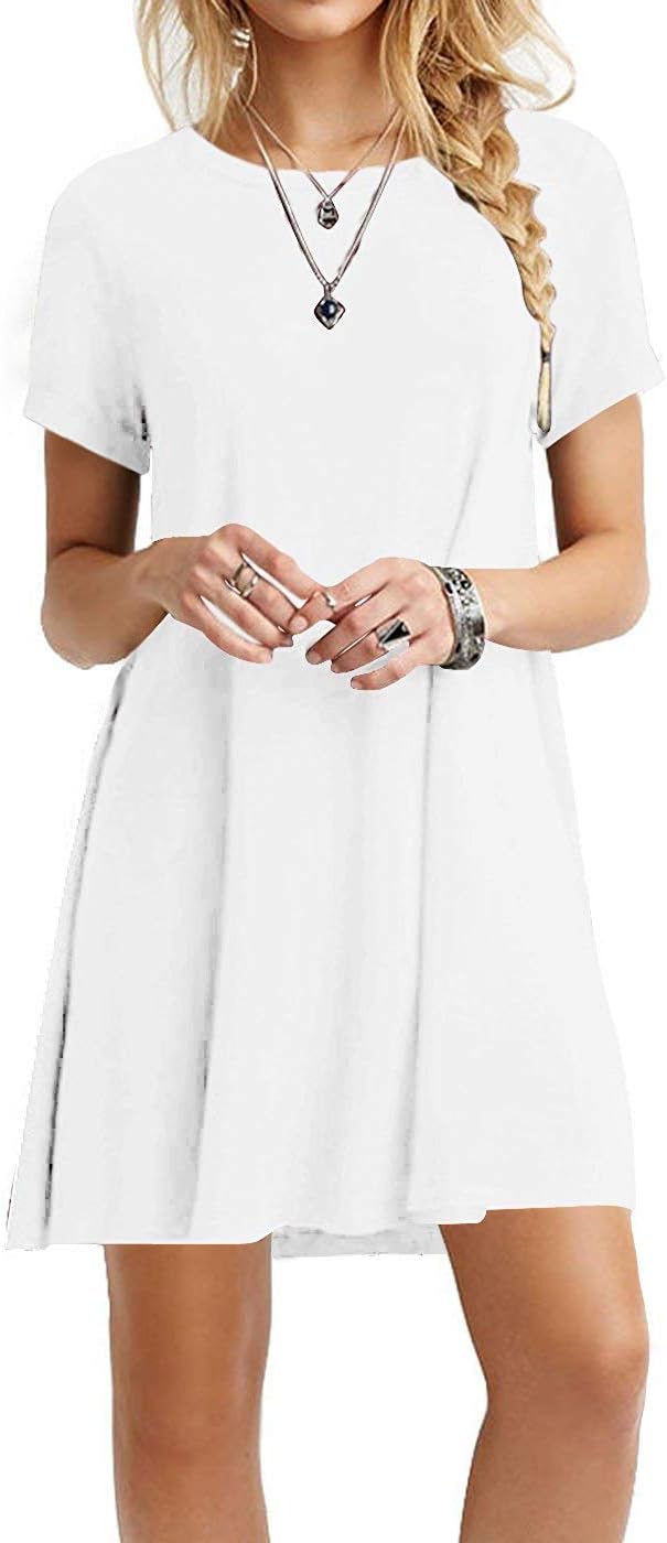 MOLERANI Women's Casual Plain T-Shirt Loose Dress for All Occasions