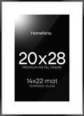 20 x 28 Picture Frame Black with 14x22 Mat - Sleek Matte Metal