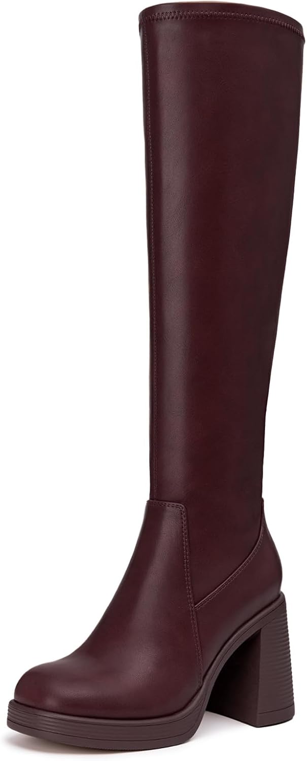 Athlefit Knee High Boots for Women with Chunky Heel Style