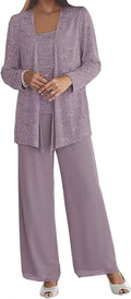 Chiffon Mother of the Bride Pant Suits 3-Piece Plus Size - Elegant Fit