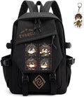 Unisex Backpack Featuring Kawaii Genshin Impact Design and Keychain