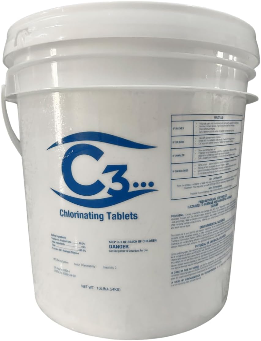 C3-10lb Chlorine Tablets for Swimming Pool & Spa Cleaning