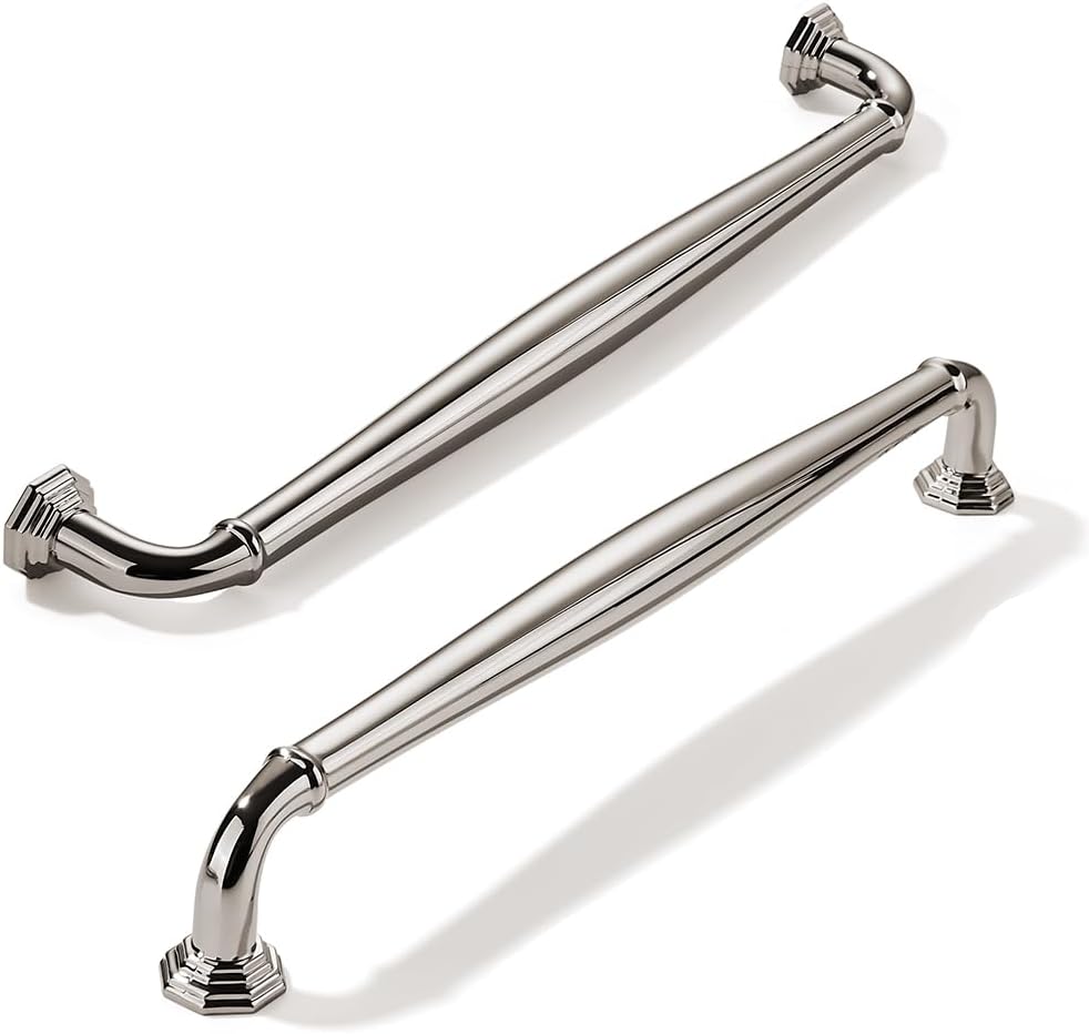 10 Pack 8 Inch Hole Center Polished Nickel Cabinet Pulls for Home