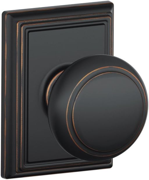 Schlage F10 Andover Door Knob with Addison Trim in Aged Bronze