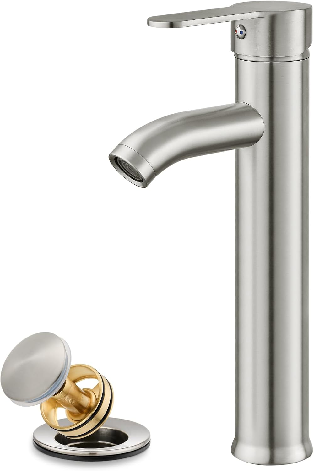 Modern Tall Bathroom Faucet with Brushed Nickel Finish for Sinks