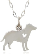 Sterling Silver Love My Labrador Retriever Heart Cutout Charm Necklace