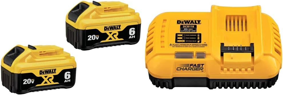 DEWALT 20V MAX Battery Double Pack with Rapid Charger for Power