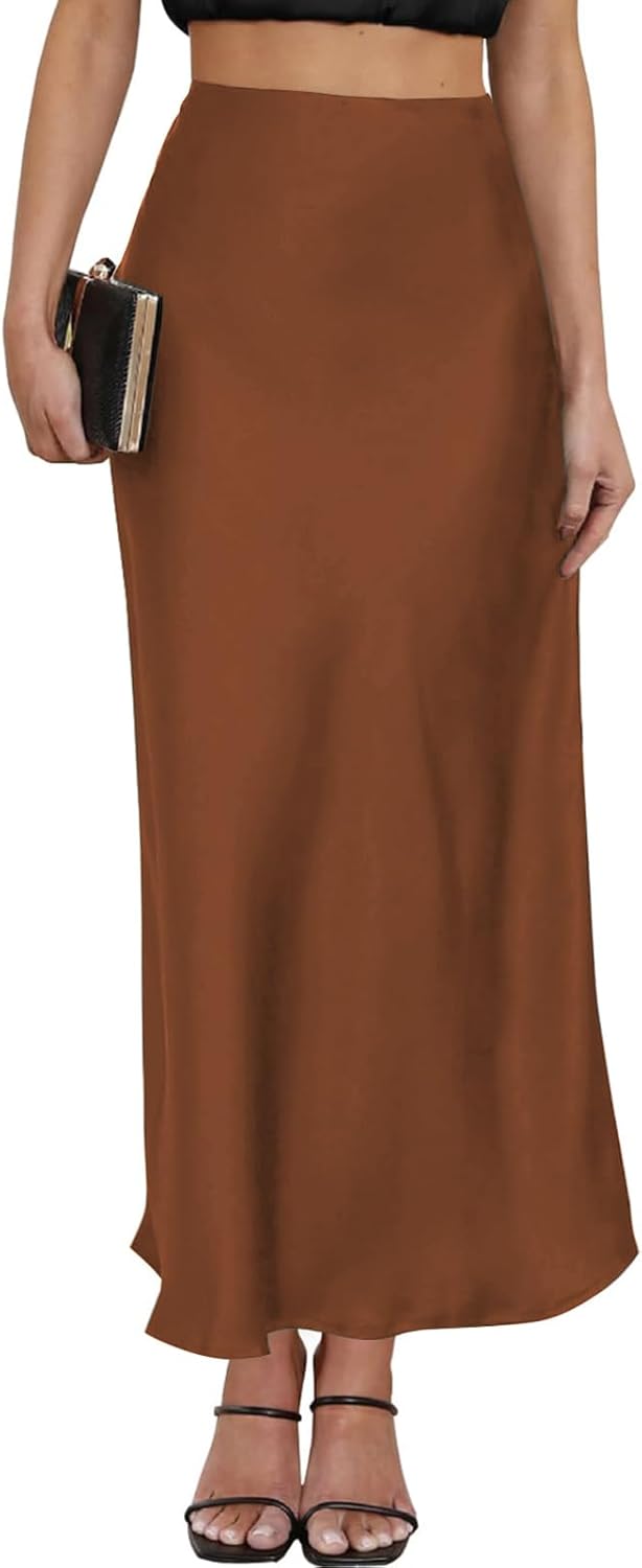 Leopard Print Satin Maxi Skirt for Summer Casual Parties