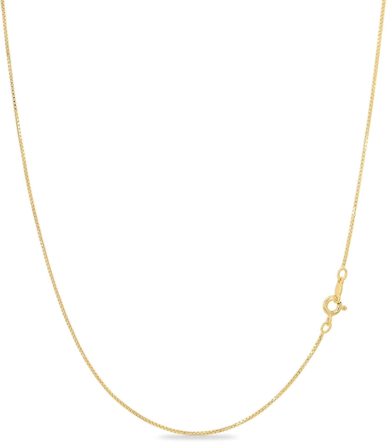 18k Gold Over Sterling Silver Box Chain Necklace for Women